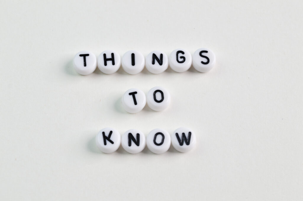 Alphabet beads with text THINGS TO KNOW
