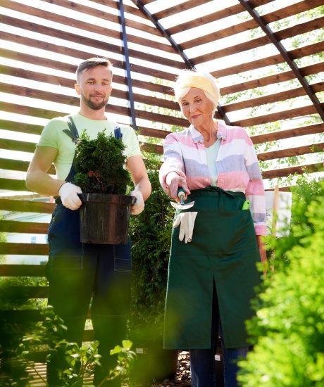 Two Gardeners in Botanical Greenhouse